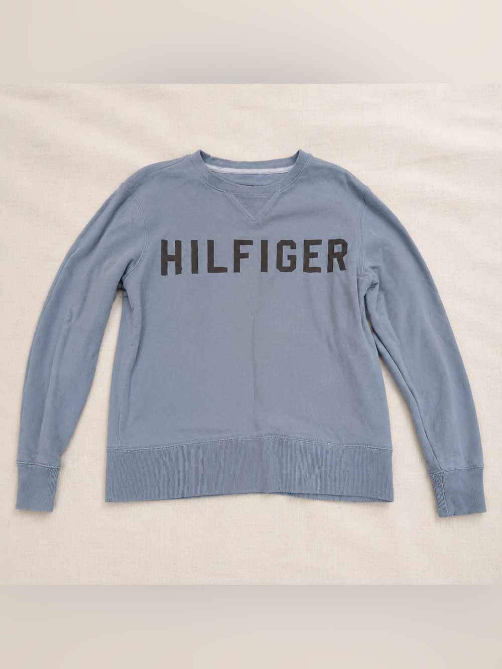Tommy Hilfiger Men's Dusty Blue Fleece-Lined Crewneck Sweater